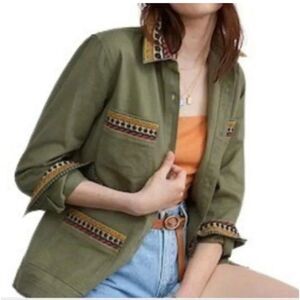 La Fuori X Anthropologie Green Embroidered Jacket